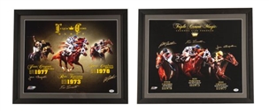 Lot of (2) Horse Racing Triple Crown Winners Signed 16x20 Photos